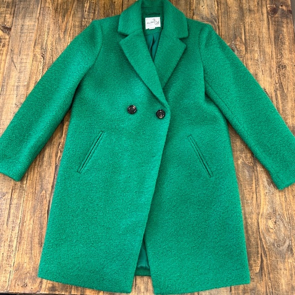 Sam Edelman Green Pea Coat with Classic Lapel and Tailored Silhouette - Picture 1 of 2